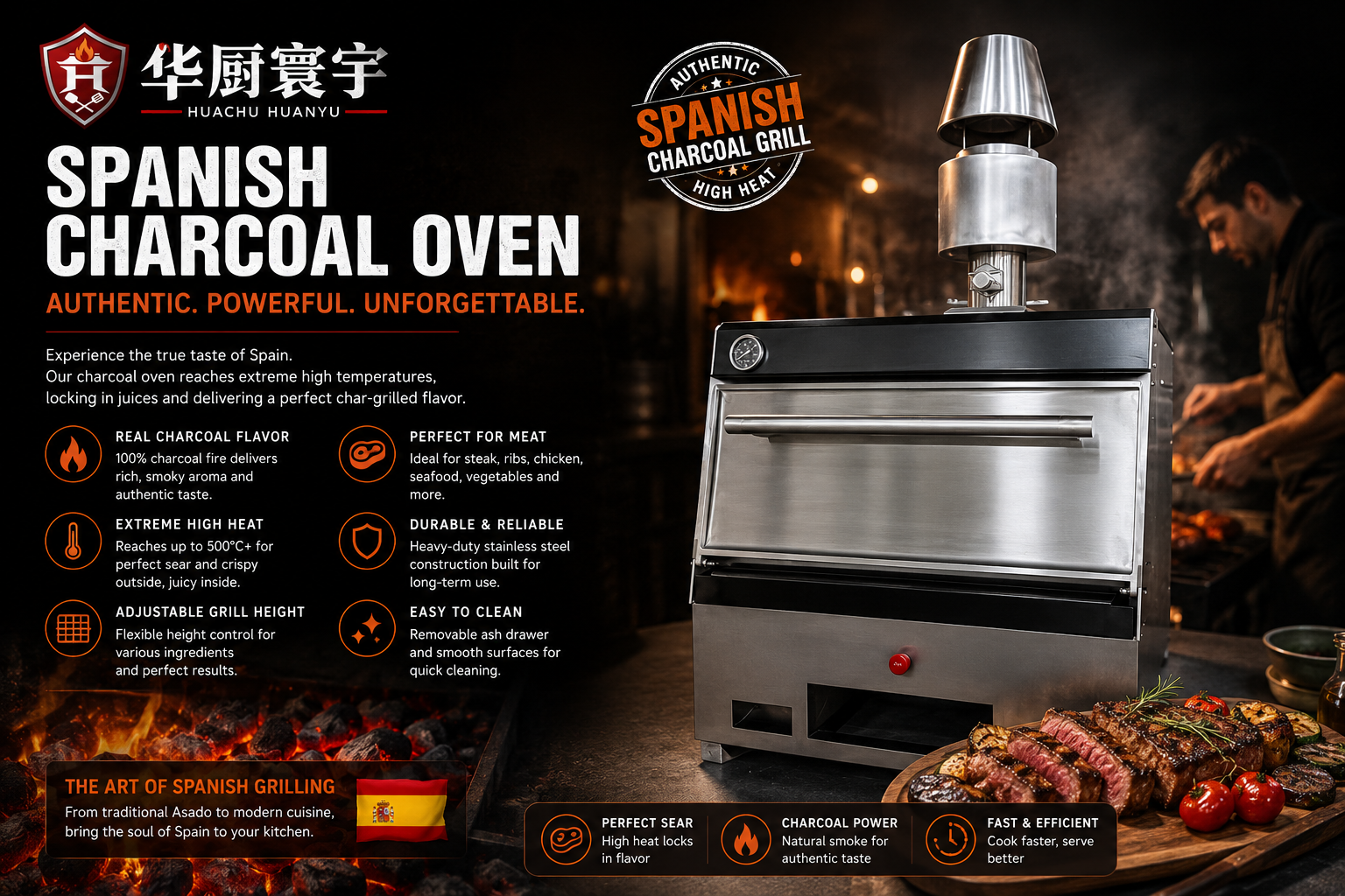 Spanish Charcoal Oven — High-heat commercial searing